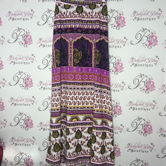 Lily star skirt bohemian long maxi skirt purple pink yellow gold white Bollywood - Picture 3 of 13